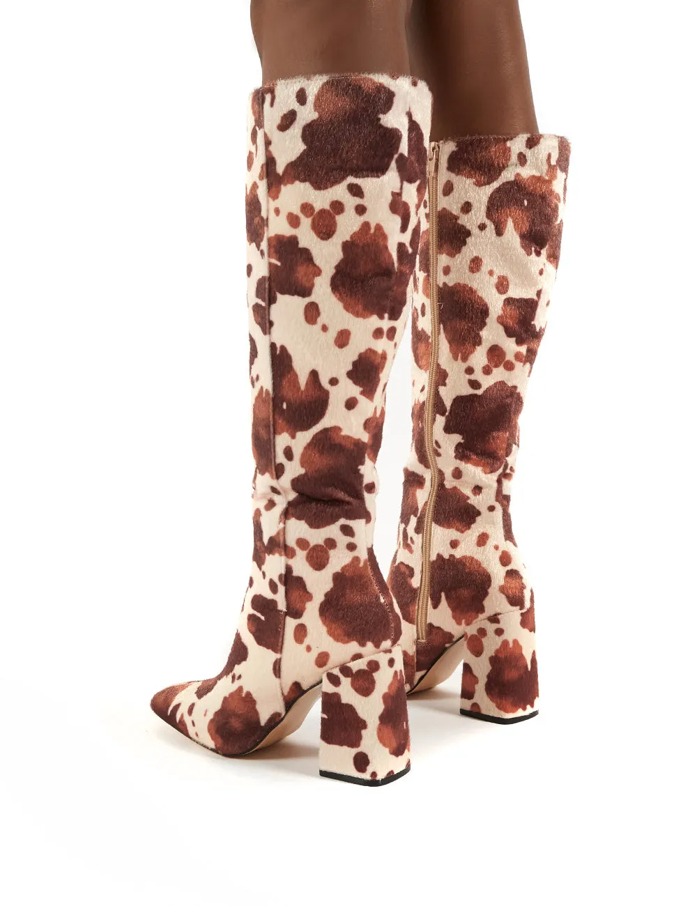 Apology Cowhide Knee High Block Heel Boots