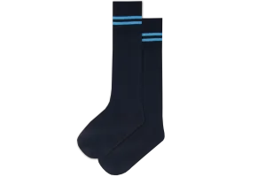 Boys 3/4 Striped Long Socks - Emb Navy/Sky