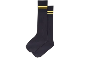 Boys 3/4 Striped Long Socks - Kloof Senior Navy/Yellow