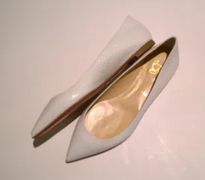 Christian Louboutin Ballalla Flats in Bianco White Mock Reptile Embossed Leather