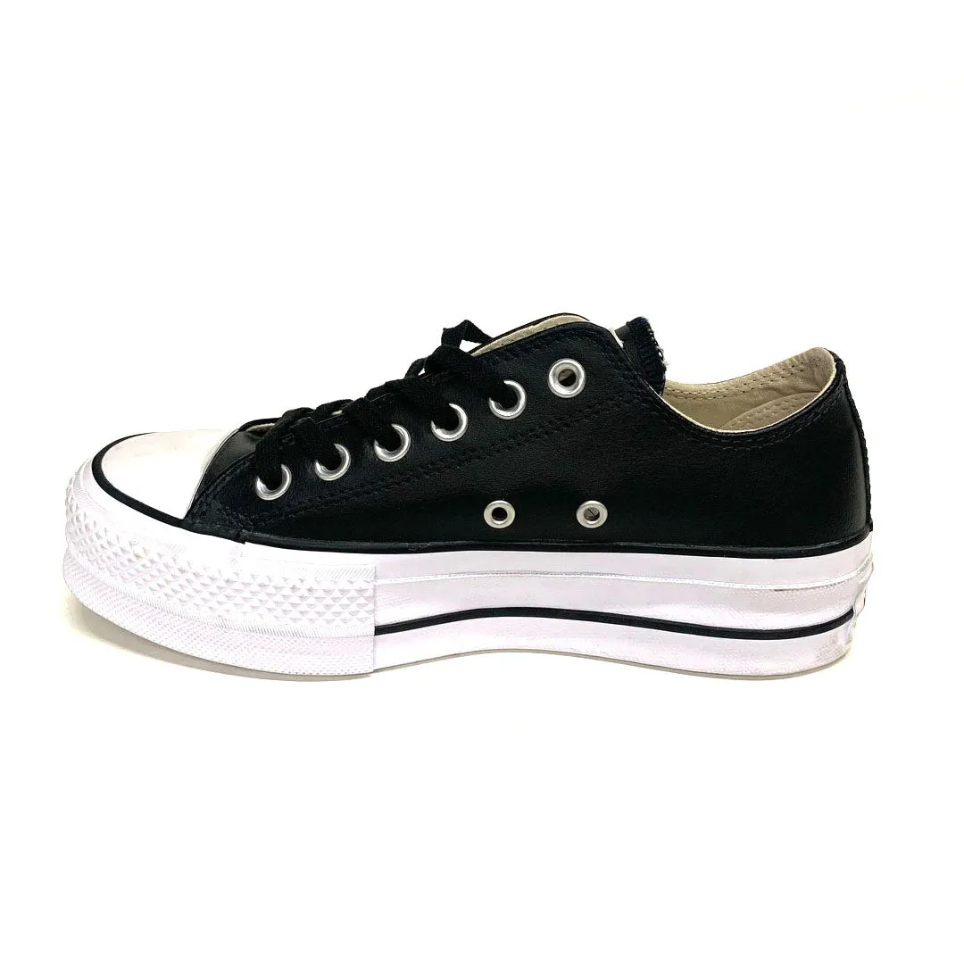 Chuck Taylor All Star Leather Platform Low Top In Black/Black