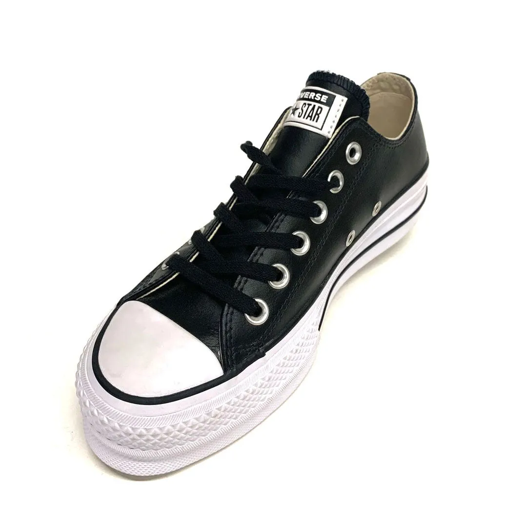 Chuck Taylor All Star Leather Platform Low Top In Black/Black