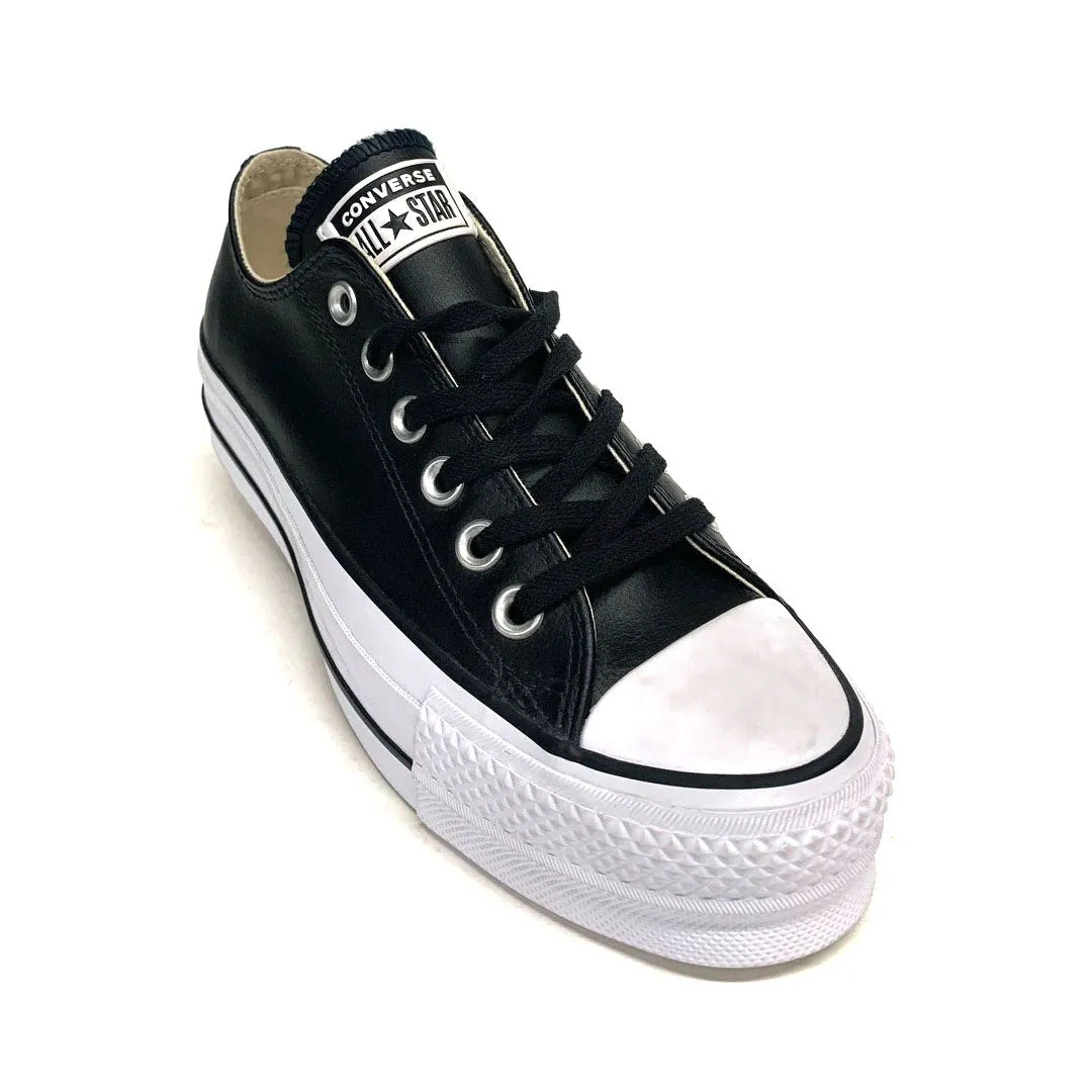 Chuck Taylor All Star Leather Platform Low Top In Black/Black
